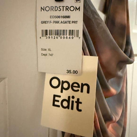 Open Edit Grey & Pink Mesh One-Shoulder Tank Top - Picture 3 of 3